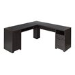 Costway L-Shaped MDF Corner Computer Desk with Drawers in Dark Coffee Finish