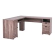 Costway L-Shaped MDF Corner Computer Desk with Drawers in Brown
