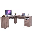 Costway L-Shaped MDF Corner Computer Desk with Drawers in Brown