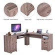 Costway L-Shaped MDF Corner Computer Desk with Drawers in Brown
