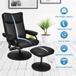 Costway Contemporary PVC and Leather Swivel Recliner Chair with Ottoman in Black