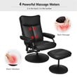 Costway Contemporary PVC and Leather Swivel Recliner Chair with Ottoman in Black
