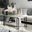 Costway Contemporary Metal Coffee Table with Lower Shelf in Gray