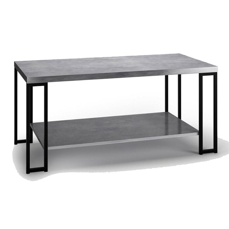 Costway Contemporary Metal Coffee Table with Lower Shelf in Gray
