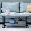 Costway Contemporary Metal Coffee Table with Lower Shelf in Gray