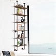 Costway 6-Shelf Contemporary MDF Board and Metal Wall Mount Shelf in Brown