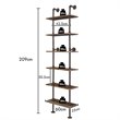 Costway 6-Shelf Contemporary MDF Board and Metal Wall Mount Shelf in Brown