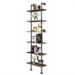 Costway 6-Shelf Contemporary MDF Board and Metal Wall Mount Shelf in Brown