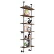 Costway 6-Shelf Contemporary MDF Board and Metal Wall Mount Shelf in Brown