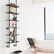 Costway 6-Shelf Contemporary MDF Board and Metal Wall Mount Shelf in Brown