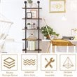 Costway 6-Shelf Contemporary MDF Board and Metal Wall Mount Shelf in Brown
