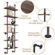 Costway 6-Shelf Contemporary MDF Board and Metal Wall Mount Shelf in Brown