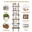 Costway 6-Shelf Contemporary MDF Board and Metal Wall Mount Shelf in Brown