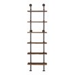 Costway 6-Shelf Contemporary MDF Board and Metal Wall Mount Shelf in Brown