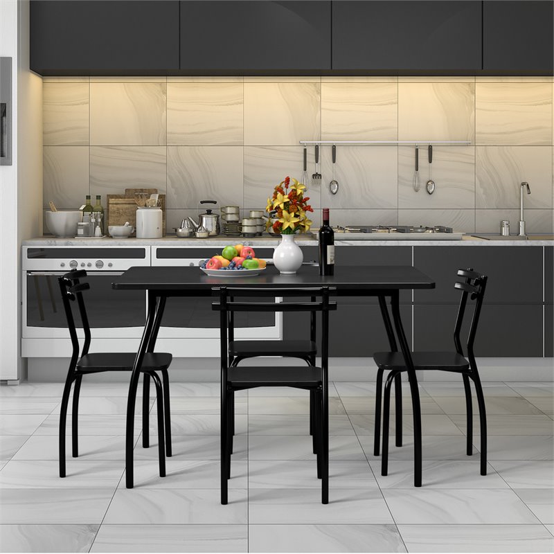 Costway 5-piece Contemporary Steel and MDF Dining Set in Black