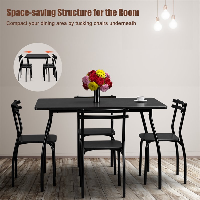 Costway 5-piece Contemporary Steel and MDF Dining Set in Black