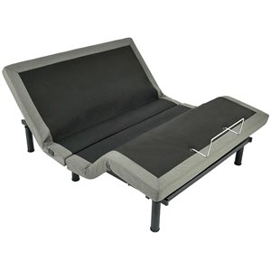 costway polyester adjustable massage queen bed base in black and gray