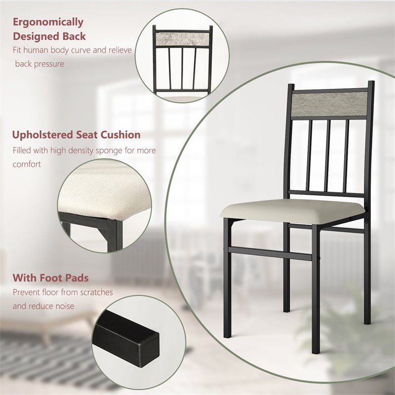 Costway 5-piece Contemporary MDF Dining Set with Faux Marble Top in Black