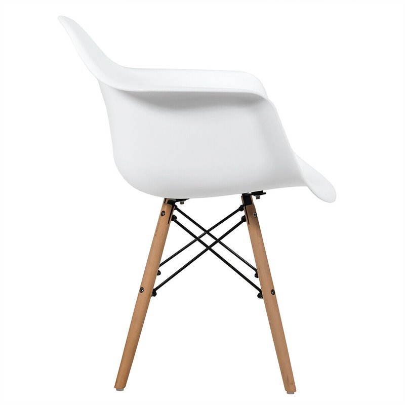 Costway Beech Wood and Metal Molded Dining Arm Side Chair in White (Set of 2)