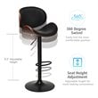 Costway Metal Swivel Barstools with PU Leather Curved Back in Black (Set of 2)