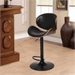 Costway Metal Swivel Barstools with PU Leather Curved Back in Black (Set of 2)