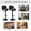 Costway Metal Swivel Barstools with PU Leather Curved Back in Black (Set of 2)