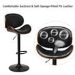 Costway Metal Swivel Barstools with PU Leather Curved Back in Black (Set of 2)