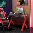 Costway Contemporary MDF and Steel Computer Desk with Cup Holder in Black/Red
