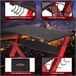 Costway Contemporary MDF and Steel Computer Desk with Cup Holder in Black/Red