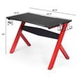 Costway Contemporary MDF and Steel Computer Desk with Cup Holder in Black/Red