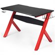 Costway Contemporary MDF and Steel Computer Desk with Cup Holder in Black/Red