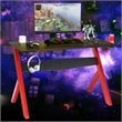 Costway Contemporary MDF and Steel Computer Desk with Cup Holder in Black/Red