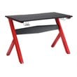 Costway Contemporary MDF and Steel Computer Desk with Cup Holder in Black/Red