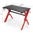 Costway Contemporary MDF and Steel Computer Desk with Cup Holder in Red/Black