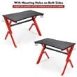 Costway Contemporary MDF and Steel Computer Desk with Cup Holder in Red/Black