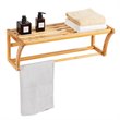 Costway Contemporary Bamboo Towel Rack with Shelf and Towel Bar in Natural