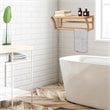 Costway Contemporary Bamboo Towel Rack with Shelf and Towel Bar in Natural