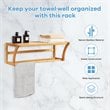 Costway Contemporary Bamboo Towel Rack with Shelf and Towel Bar in Natural