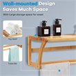 Costway Contemporary Bamboo Towel Rack with Shelf and Towel Bar in Natural