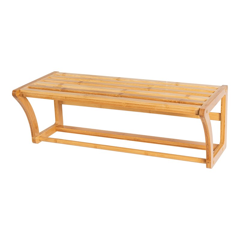 Costway Contemporary Bamboo Towel Rack with Shelf and Towel Bar in Natural