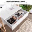 Costway Contemporary MDF and Wood Makeup Vanity Set in White and Natural