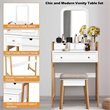 Costway Contemporary MDF and Wood Makeup Vanity Set in White and Natural