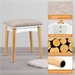Costway MDF and Pine Wood Vanity Table Set with Cushioned Stool in White