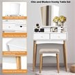 Costway MDF and Pine Wood Vanity Table Set with Cushioned Stool in White