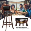 Costway 3-piece MDF Pub Set with Round Bar Height Table & 2 Bar Stools in Brown