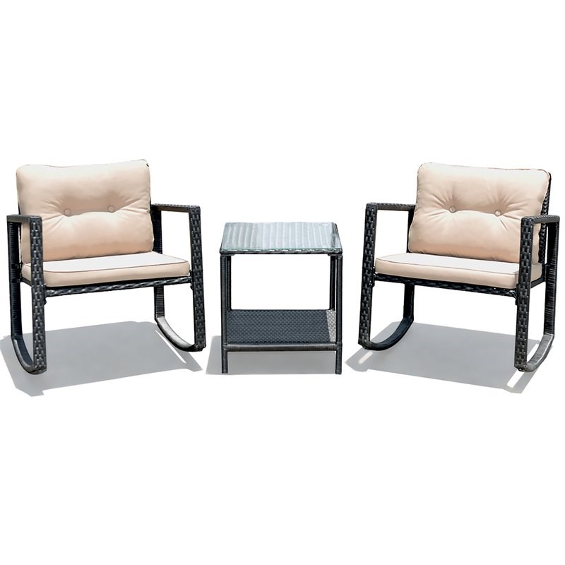 Costway 3-piece Patio Conversation Set with Cushioned Sofa in Beige