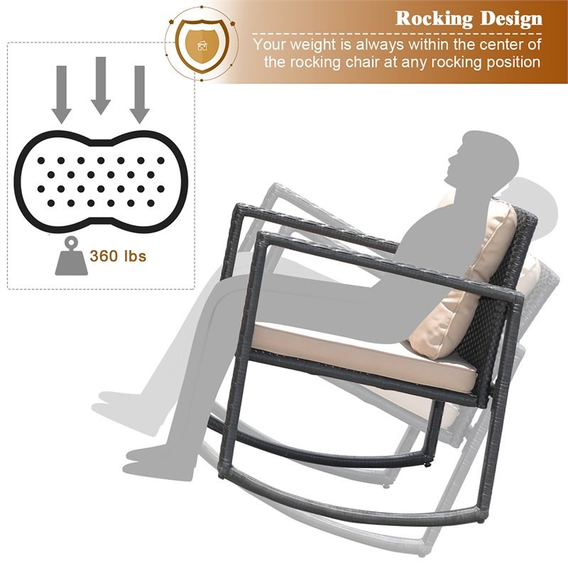 Costway 3-piece Patio Conversation Set with Cushioned Sofa in Beige