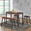 Costway 4-piece Counter Height Table Set with Bench & 2 Stools in Reddish Brown