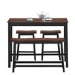 Costway 4-piece Counter Height Table Set with Bench & 2 Stools in Reddish Brown