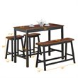 Costway 4-piece Counter Height Table Set with Bench & 2 Stools in Reddish Brown